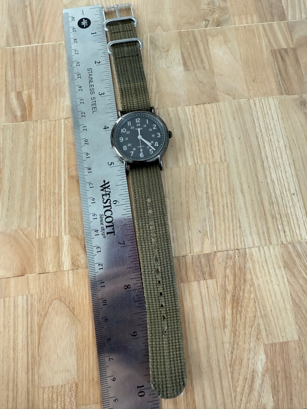 Timex weekender charcoal gray dial military green nylon strap watch NEW BATTERY - Picture 11 of 11
